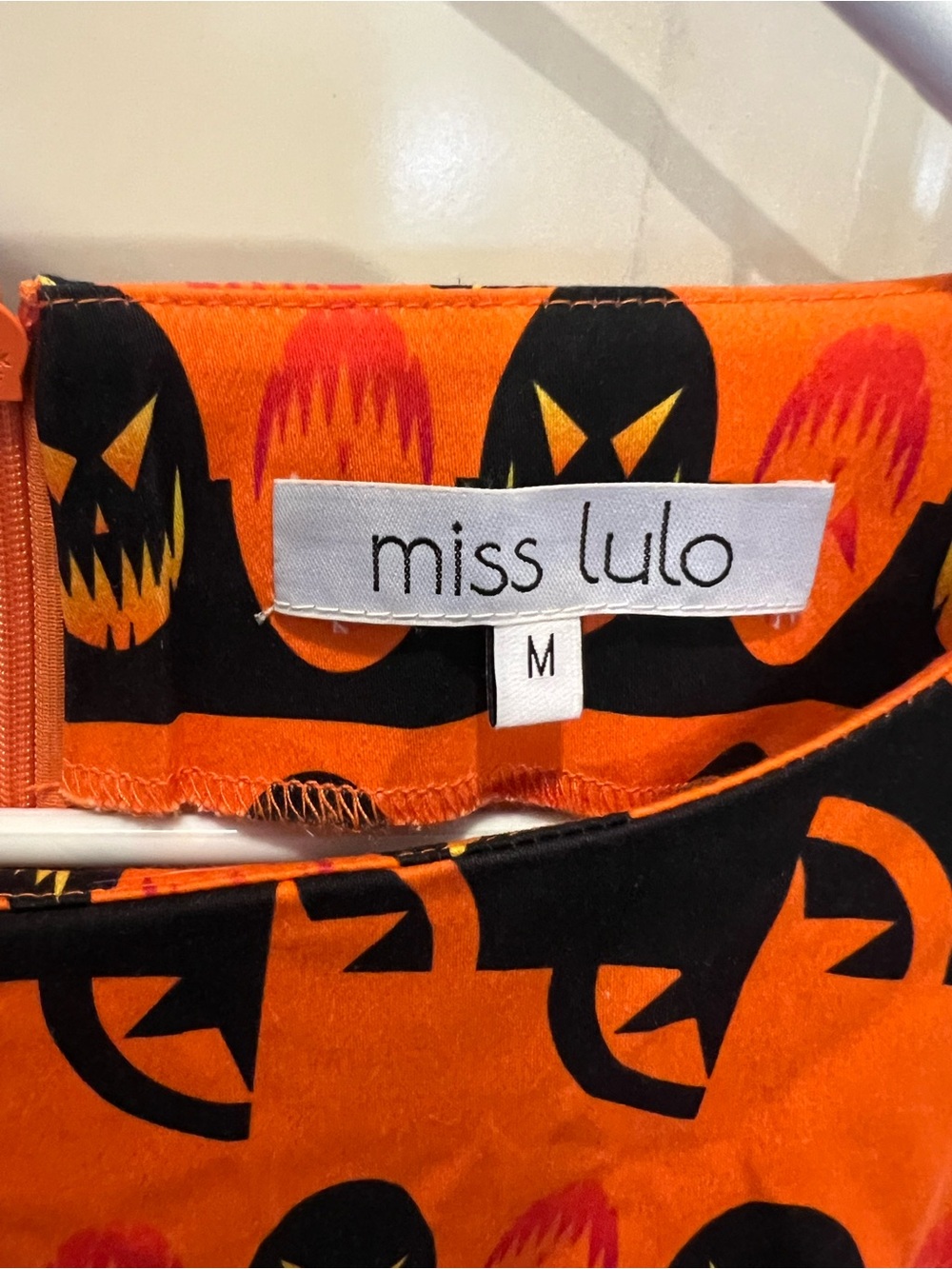 Miss Lulo Orange Halloween Pumpkin Print Women's Dress